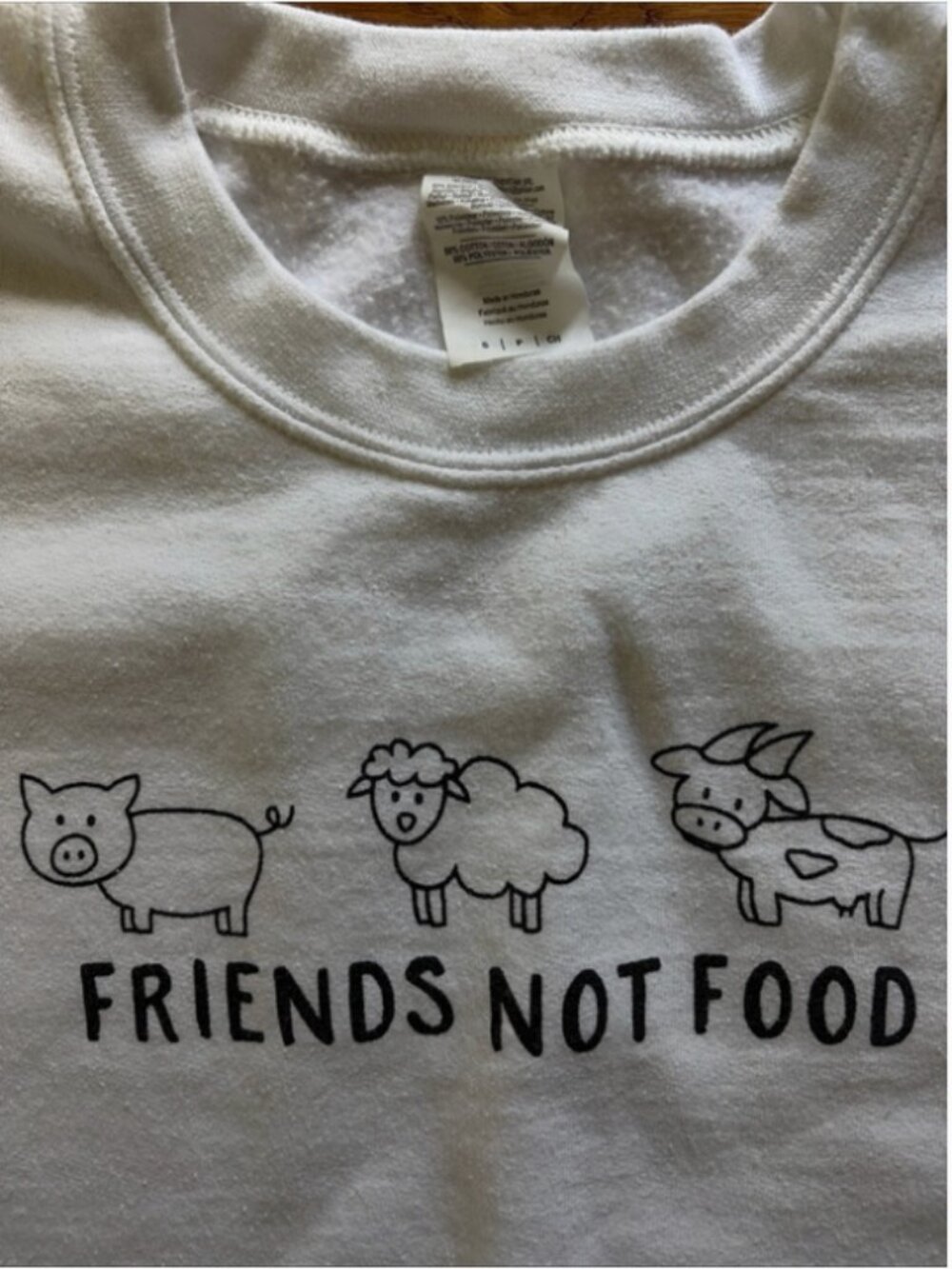 Wholesome Culture Sweatshirt Sweatshirt Pullover Crewneck White Friend Not Food - Picture 3 of 3